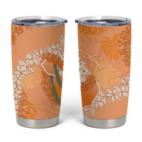 Hawaii Lanai Island Flowers Lei Tumbler Cup Orange Kaunaoa Mix Maile LT7 Orange - Polynesian Pride