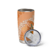 Hawaii Lanai Island Flowers Lei Tumbler Cup Orange Kaunaoa Mix Maile LT7 - Polynesian Pride