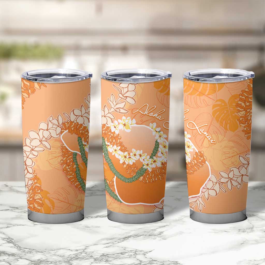 Hawaii Lanai Island Flowers Lei Tumbler Cup Orange Kaunaoa Mix Maile LT7 - Polynesian Pride