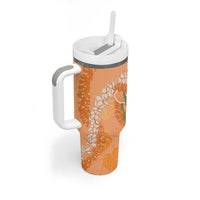 Hawaii Lanai Island Flowers Lei Tumbler With Handle Orange Kaunaoa Mix Maile