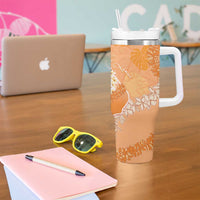 Hawaii Lanai Island Flowers Lei Tumbler With Handle Orange Kaunaoa Mix Maile