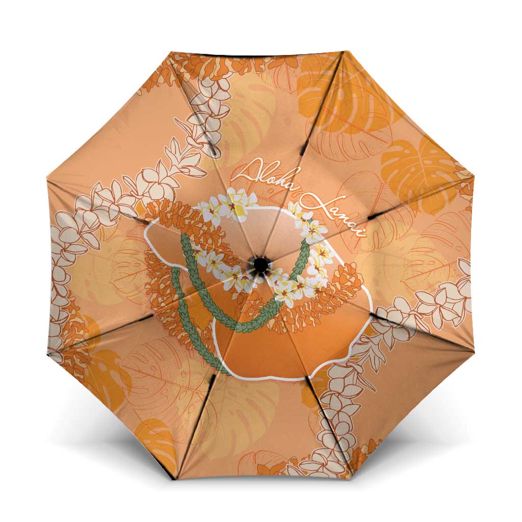 Hawaii Lanai Island Flowers Lei Umbrella Orange Kaunaoa Mix Maile LT7 One Size Folded 11.42 inch Opened Diameter 37.4 inch Orange - Polynesian Pride