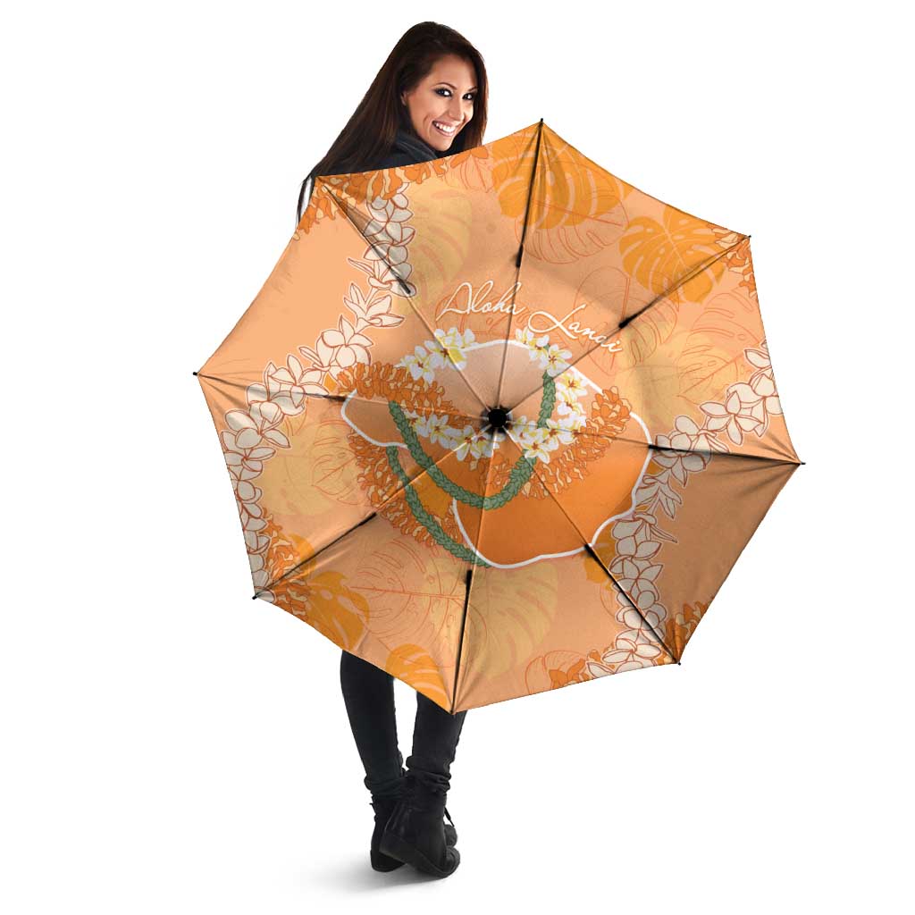 Hawaii Lanai Island Flowers Lei Umbrella Orange Kaunaoa Mix Maile LT7 - Polynesian Pride