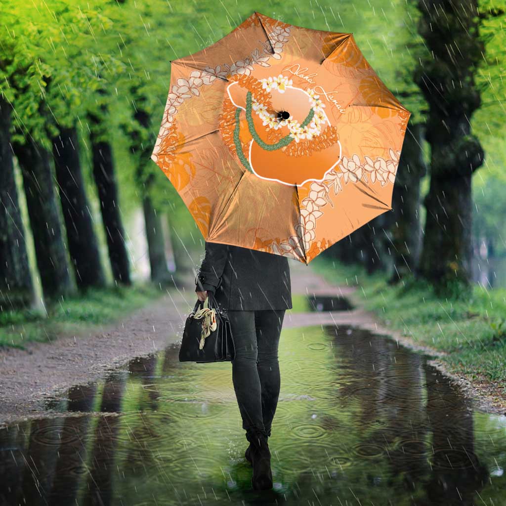 Hawaii Lanai Island Flowers Lei Umbrella Orange Kaunaoa Mix Maile LT7 - Polynesian Pride