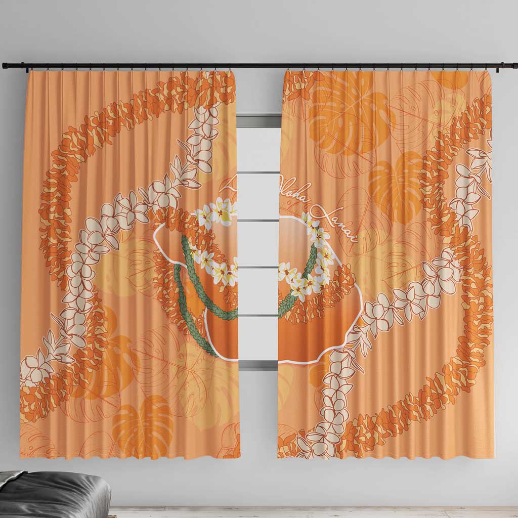 Hawaii Lanai Island Flowers Lei Window Curtain Orange Kaunaoa Mix Maile LT7 With Hooks Orange - Polynesian Pride