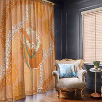 Hawaii Lanai Island Flowers Lei Window Curtain Orange Kaunaoa Mix Maile LT7 - Polynesian Pride