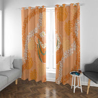 Hawaii Lanai Island Flowers Lei Window Curtain Orange Kaunaoa Mix Maile LT7 With Grommets Orange - Polynesian Pride