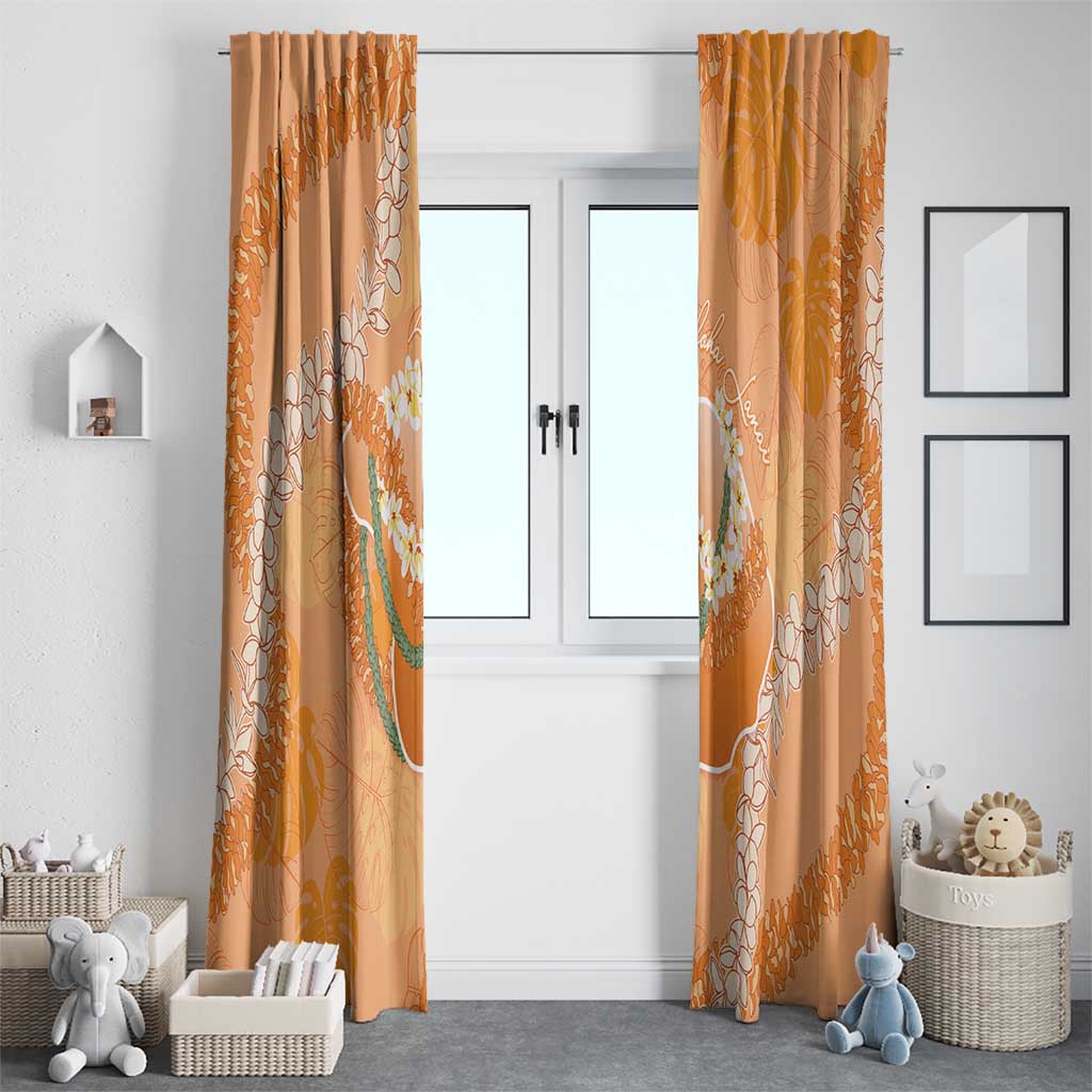 Hawaii Lanai Island Flowers Lei Window Curtain Orange Kaunaoa Mix Maile LT7 - Polynesian Pride