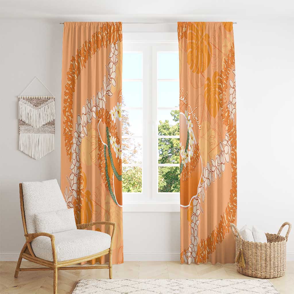 Hawaii Lanai Island Flowers Lei Window Curtain Orange Kaunaoa Mix Maile LT7 - Polynesian Pride