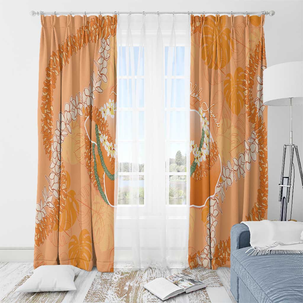 Hawaii Lanai Island Flowers Lei Window Curtain Orange Kaunaoa Mix Maile LT7 - Polynesian Pride