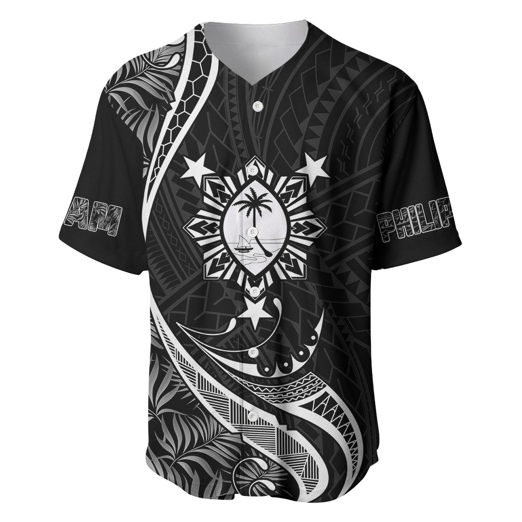 Personalised Philippines Mix Guam Baseball Jersey Tropical Style LT7 Black - Polynesian Pride