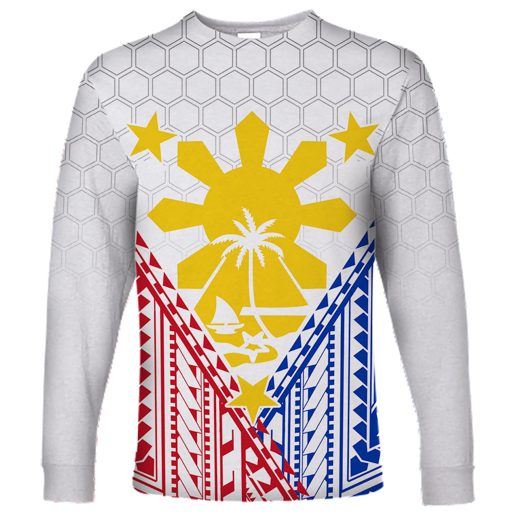 Personalised Philippines Mix Guam Long Sleeve Shirt Filipino Flag Style LT7 Unisex White - Polynesian Pride