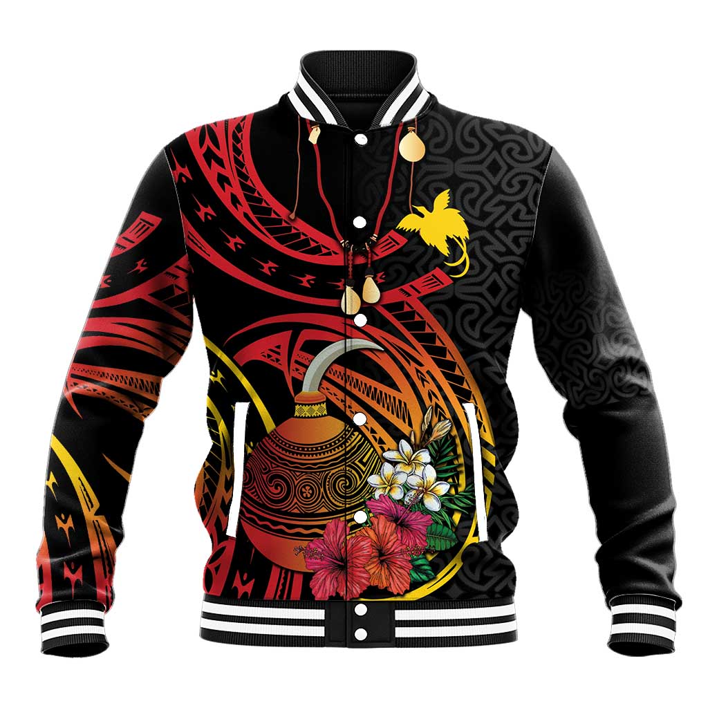 Personalized Milne Bay Baseball Jacket PNG Lime Pot with Oro Tapa LT7 Unisex Black - Polynesian Pride