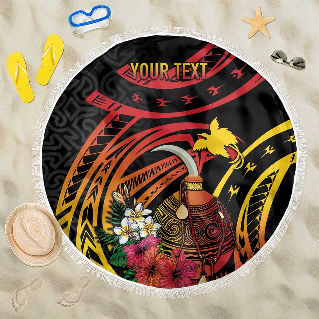 Personalized Milne Bay Beach Blanket PNG Lime Pot with Oro Tapa LT7 One Size 150cm Black - Polynesian Pride
