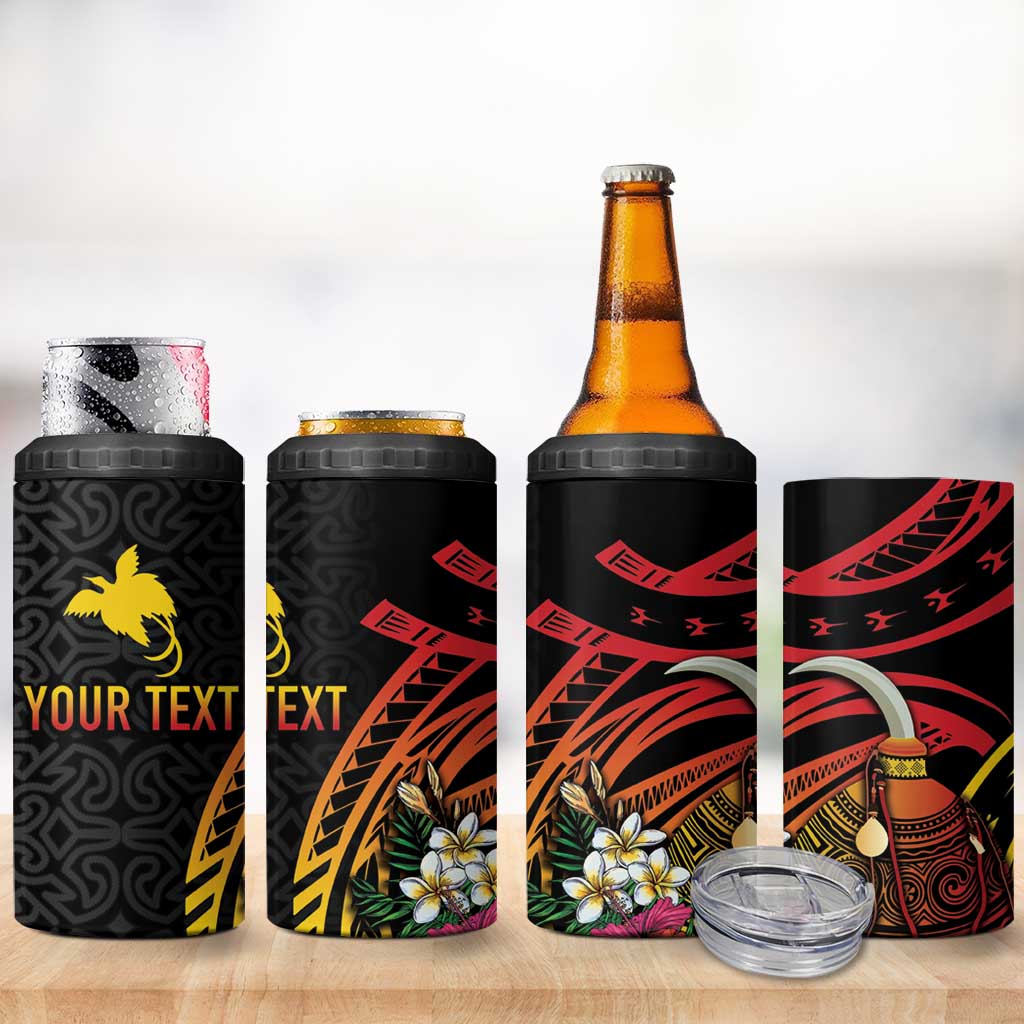 Personalized Milne Bay 4 in 1 Can Cooler Tumbler PNG Lime Pot with Oro Tapa LT7 - Polynesian Pride