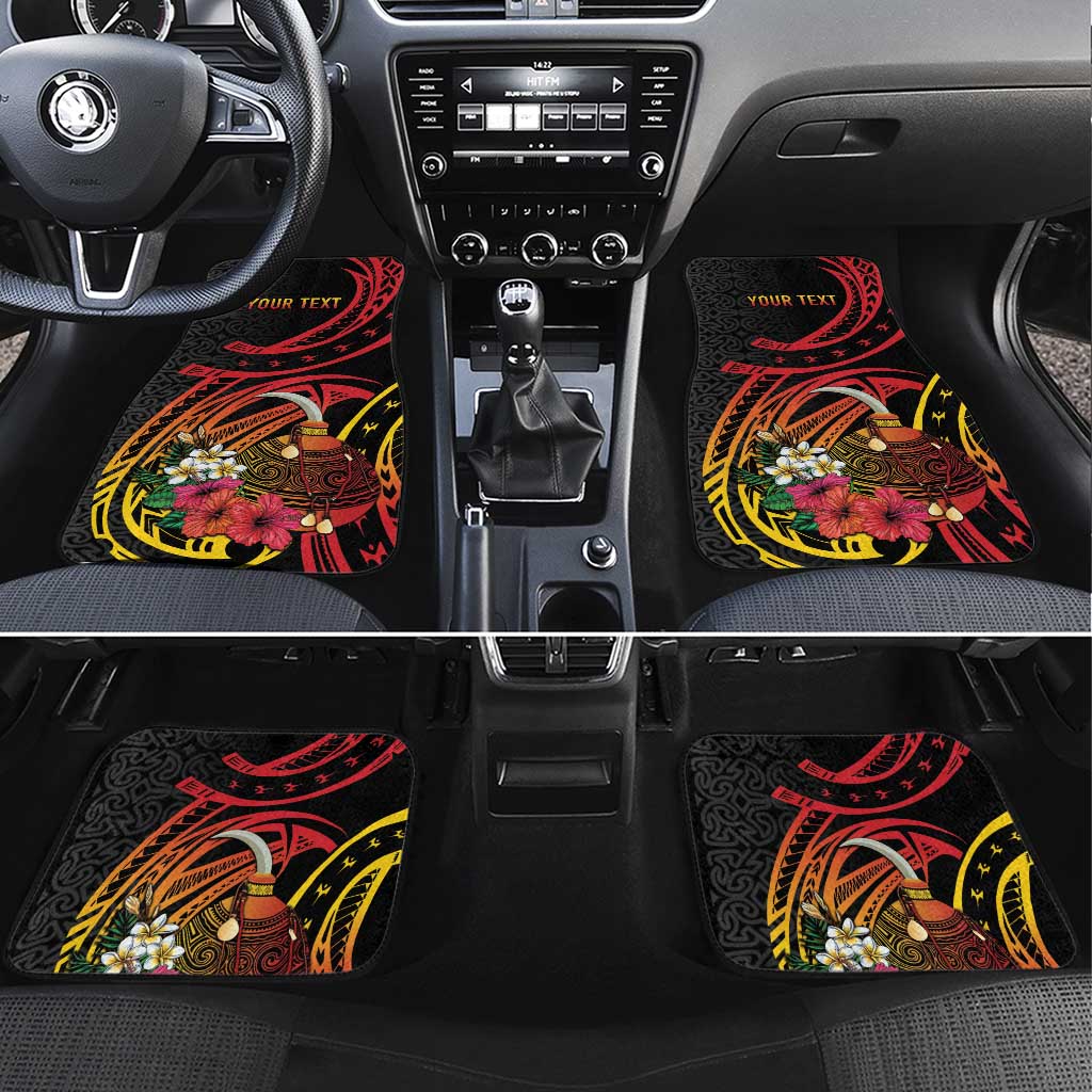 Personalized Milne Bay Car Mats PNG Lime Pot with Oro Tapa LT7 Set 4pcs Black - Polynesian Pride