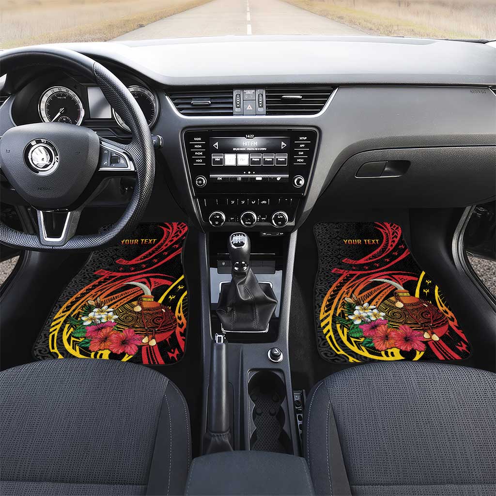 Personalized Milne Bay Car Mats PNG Lime Pot with Oro Tapa LT7 Set 2pcs - Front Black - Polynesian Pride
