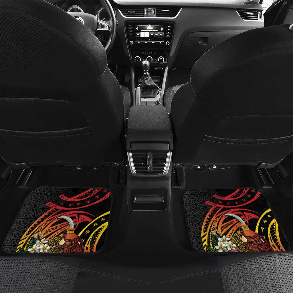 Personalized Milne Bay Car Mats PNG Lime Pot with Oro Tapa LT7 Set 2pcs - Back Black - Polynesian Pride
