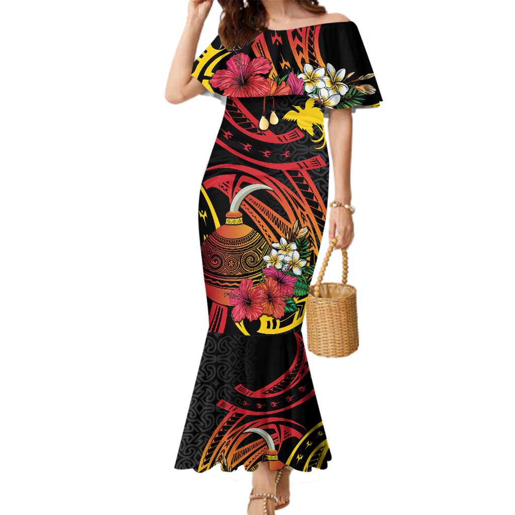 Personalized Milne Bay Family Matching Mermaid Dress and Hawaiian Shirt PNG Lime Pot with Oro Tapa