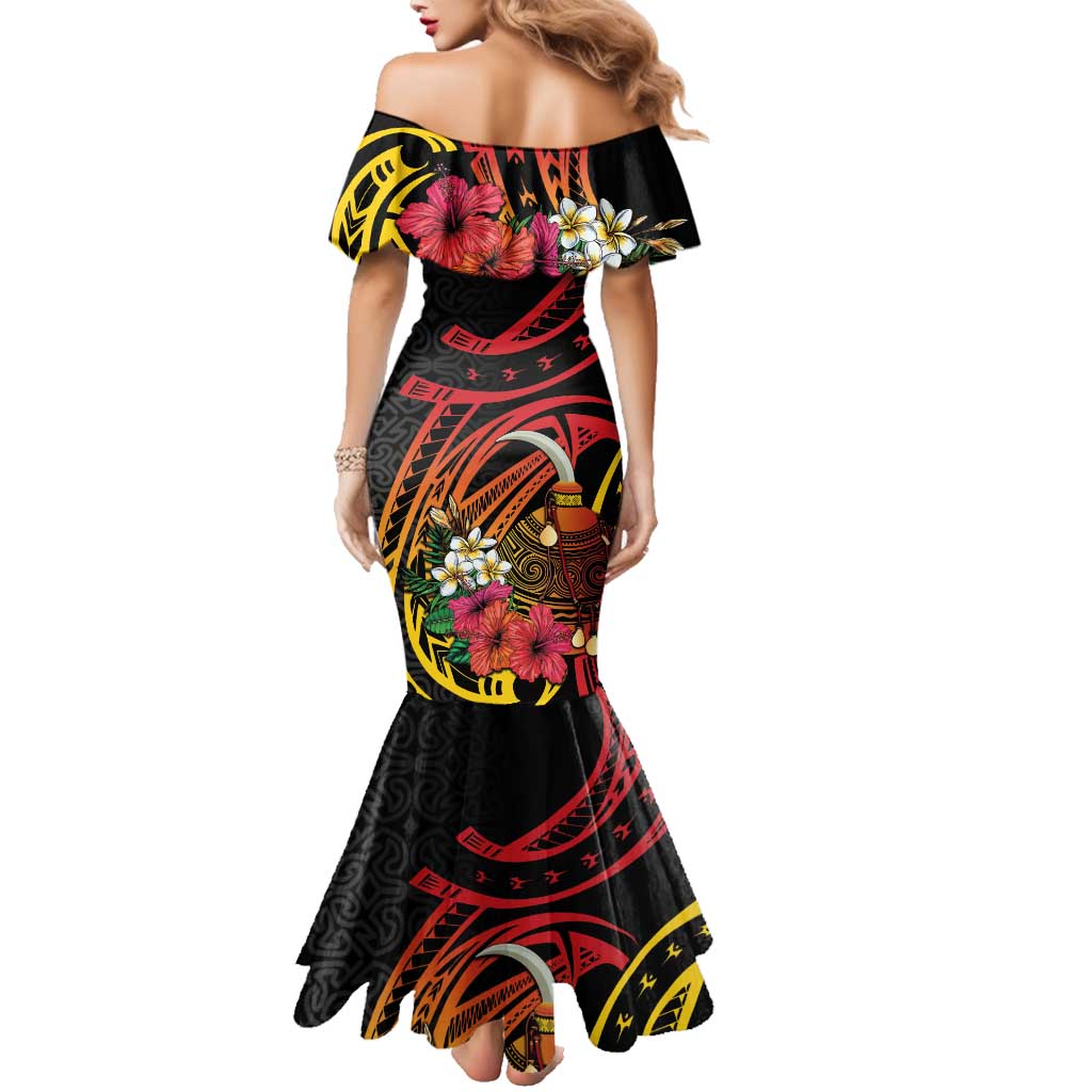 Personalized Milne Bay Family Matching Mermaid Dress and Hawaiian Shirt PNG Lime Pot with Oro Tapa