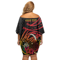 Personalized Milne Bay Family Matching Off Shoulder Short Dress and Hawaiian Shirt PNG Lime Pot with Oro Tapa