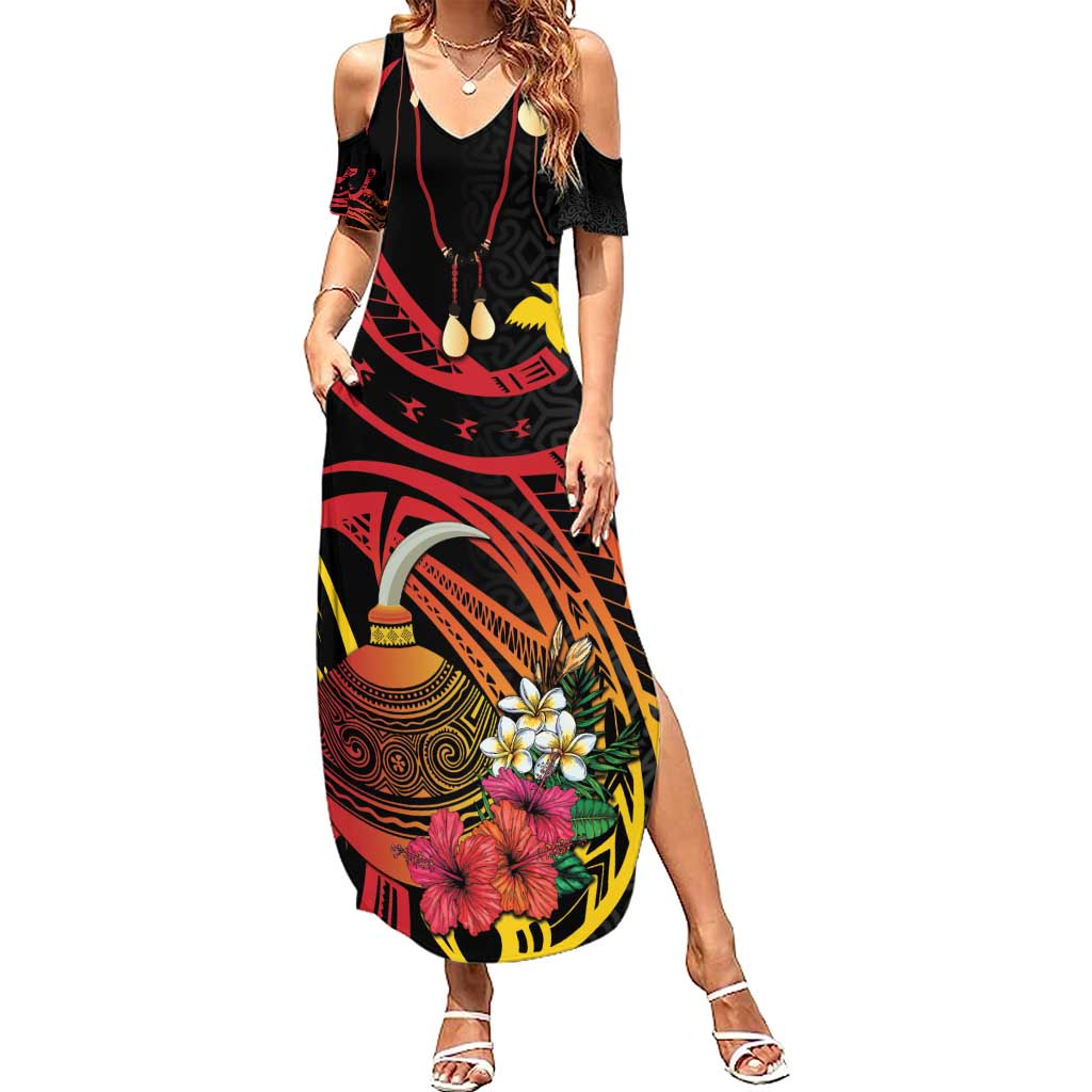 Personalized Milne Bay Family Matching Summer Maxi Dress and Hawaiian Shirt PNG Lime Pot with Oro Tapa