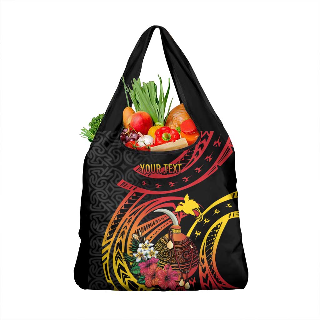 Personalized Milne Bay Grocery Bag PNG Lime Pot with Oro Tapa LT7 1-pack One Size Black - Polynesian Pride