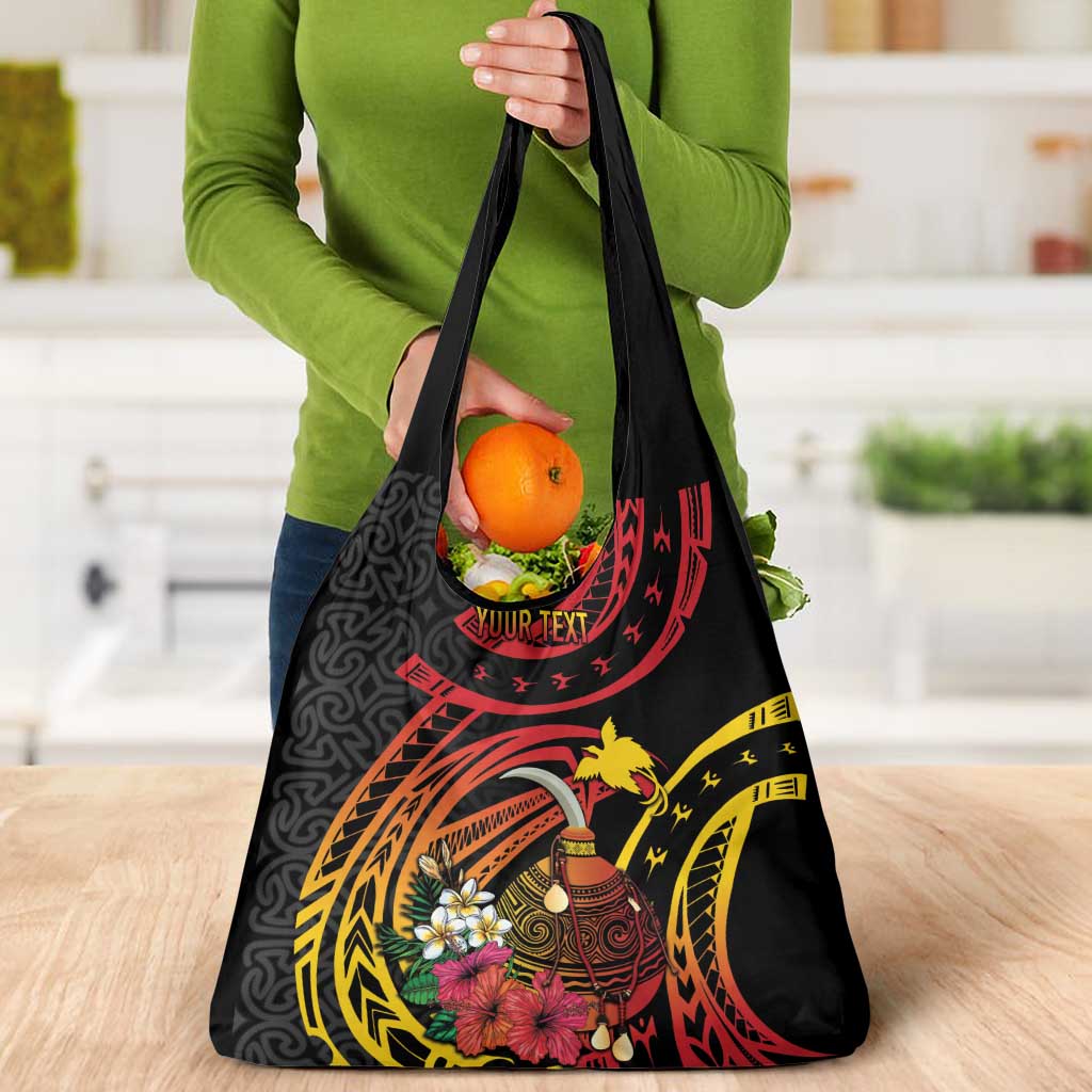 Personalized Milne Bay Grocery Bag PNG Lime Pot with Oro Tapa LT7 - Polynesian Pride