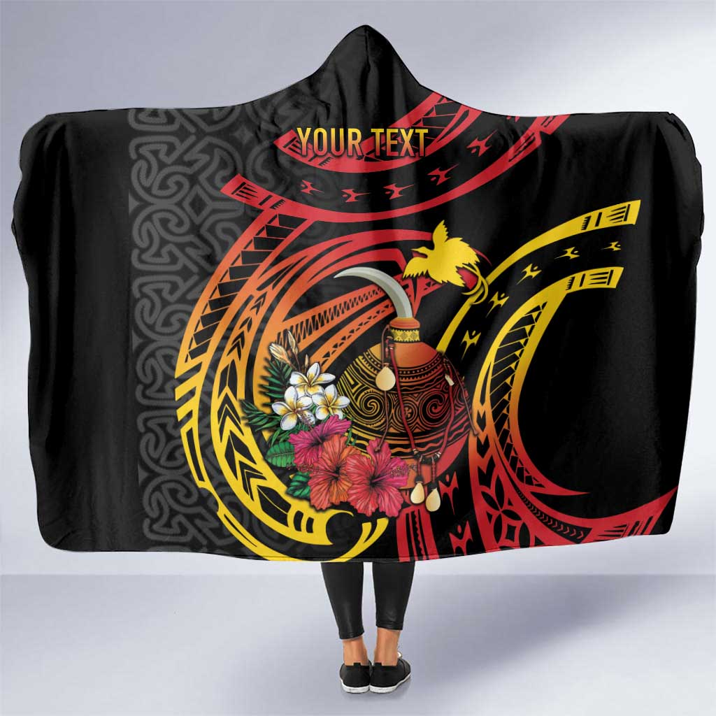 Personalized Milne Bay Hooded Blanket PNG Lime Pot with Oro Tapa LT7 One Size Black - Polynesian Pride