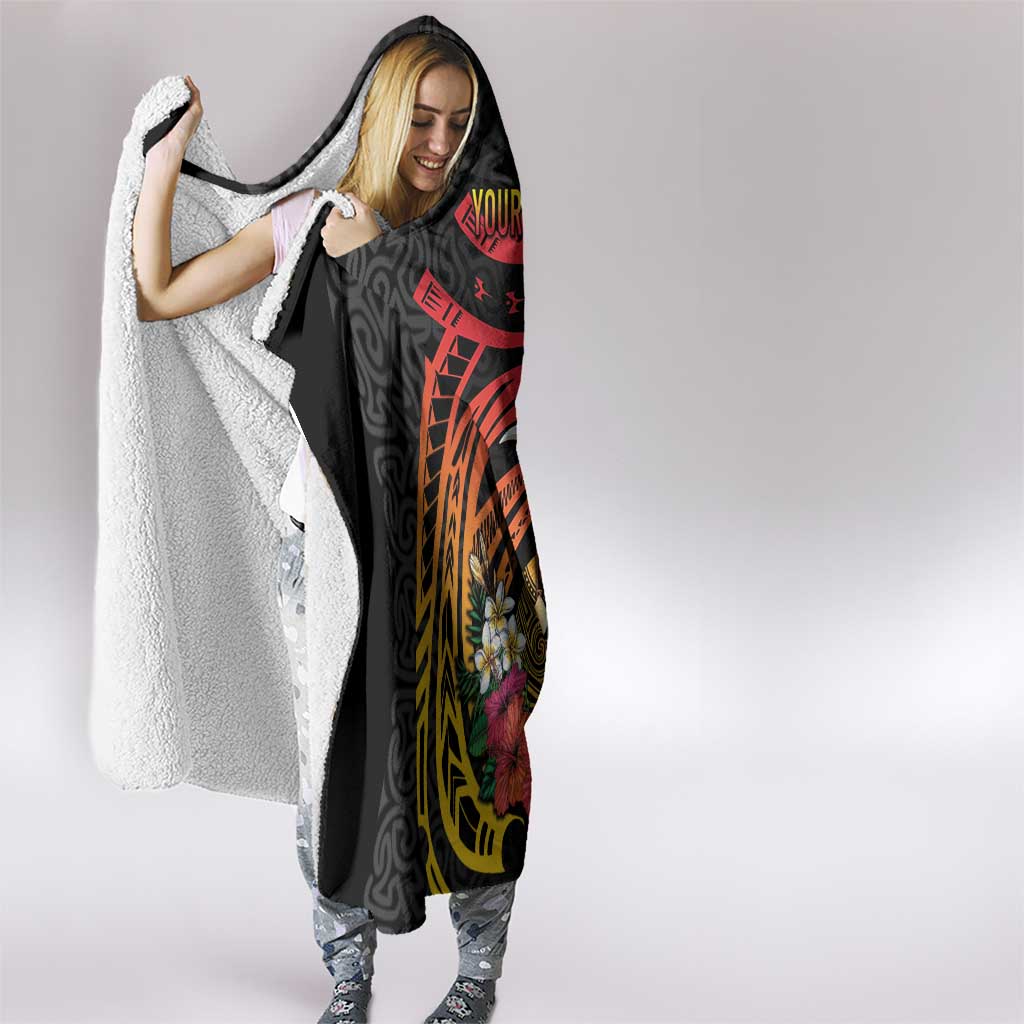 Personalized Milne Bay Hooded Blanket PNG Lime Pot with Oro Tapa LT7 - Polynesian Pride