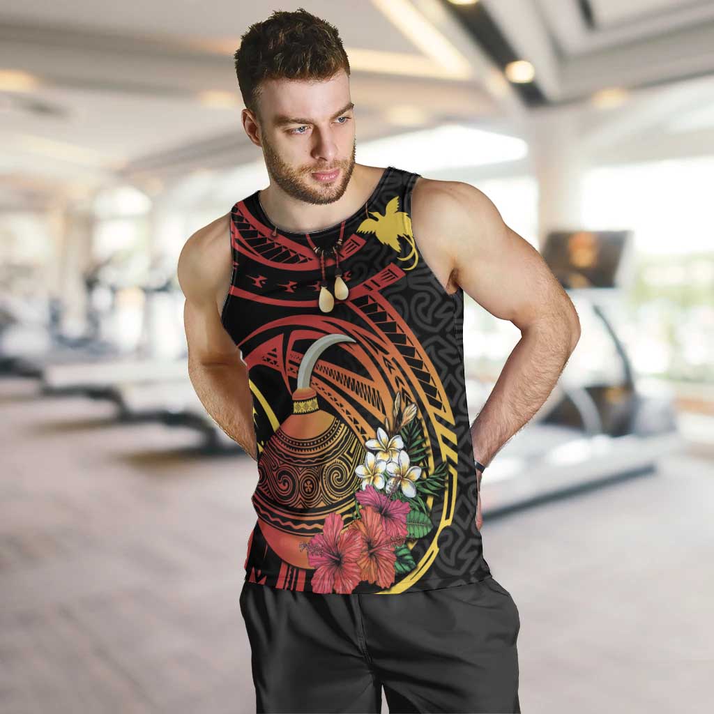 Personalized Milne Bay Men Tank Top PNG Lime Pot with Oro Tapa LT7 Black - Polynesian Pride
