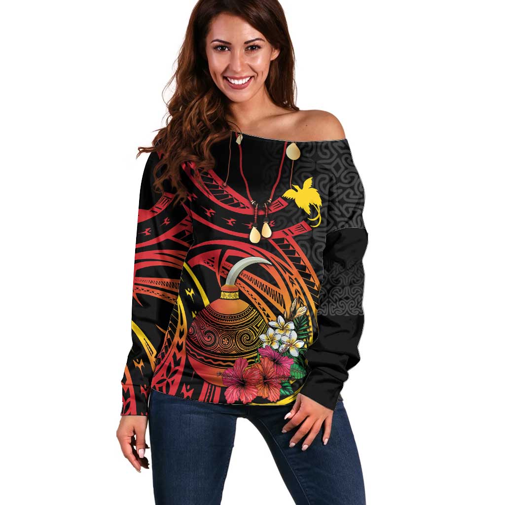 Personalized Milne Bay Off Shoulder Sweater PNG Lime Pot with Oro Tapa
