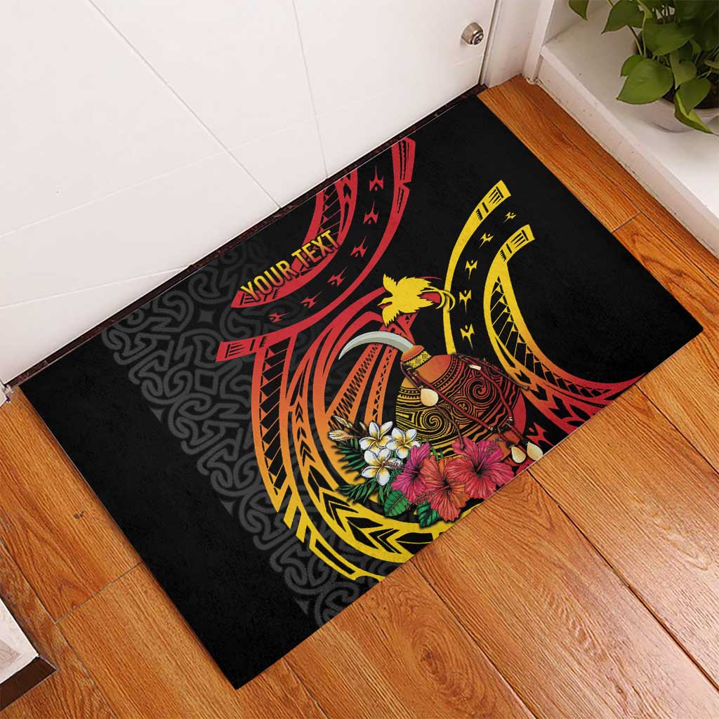 Personalized Milne Bay Rubber Doormat PNG Lime Pot with Oro Tapa LT7 - Polynesian Pride