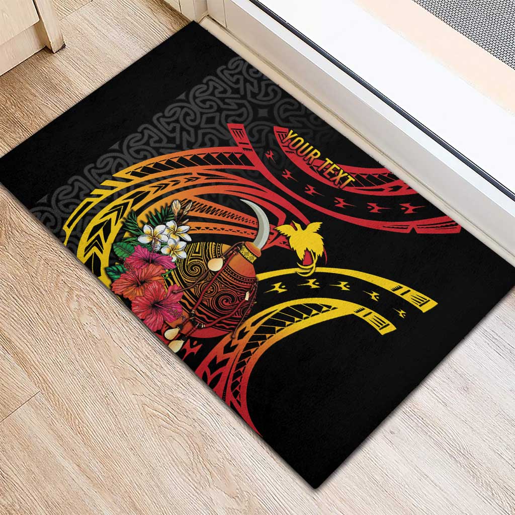 Personalized Milne Bay Rubber Doormat PNG Lime Pot with Oro Tapa LT7 - Polynesian Pride