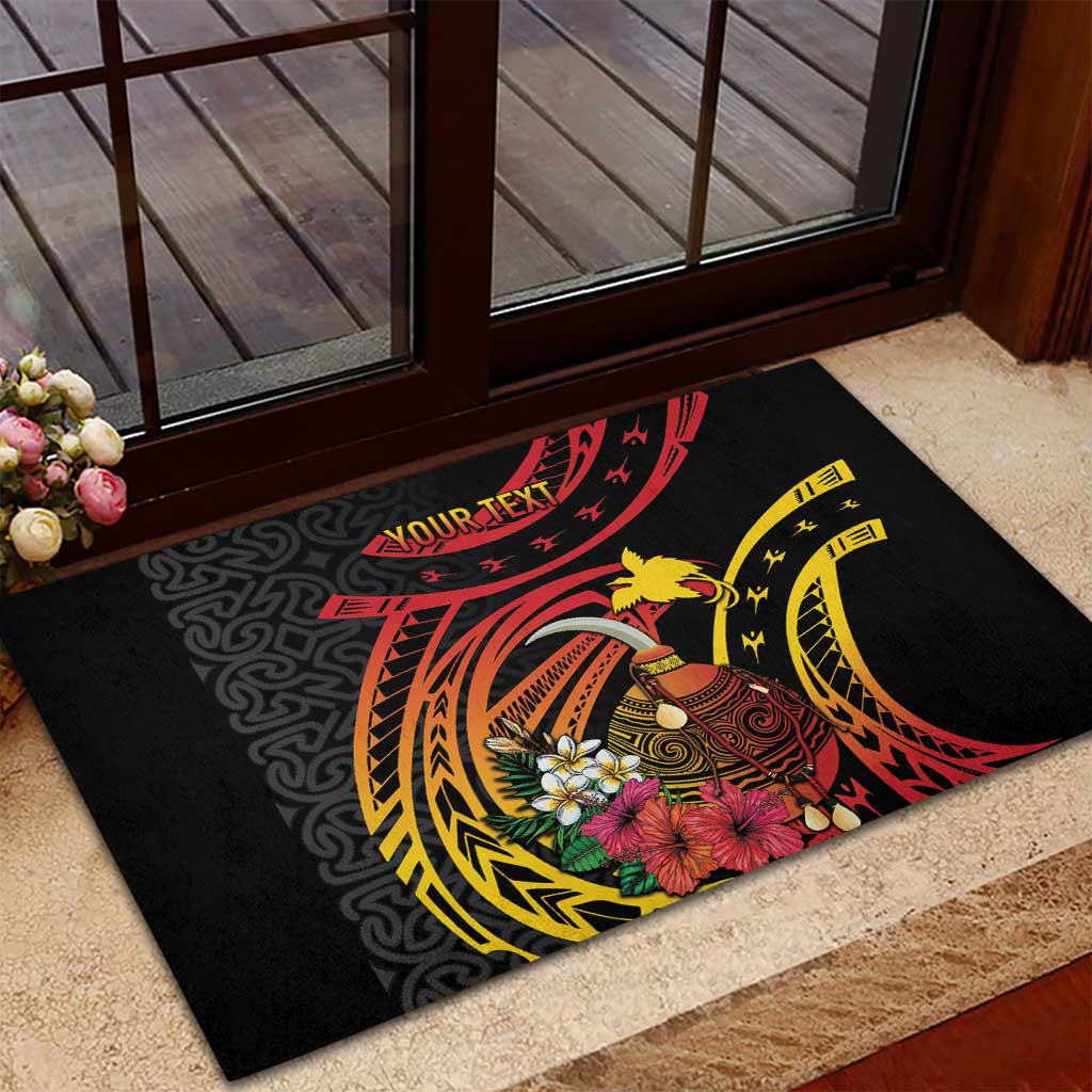 Personalized Milne Bay Rubber Doormat PNG Lime Pot with Oro Tapa LT7 - Polynesian Pride