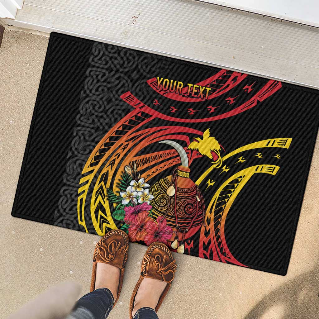 Personalized Milne Bay Rubber Doormat PNG Lime Pot with Oro Tapa LT7 - Polynesian Pride
