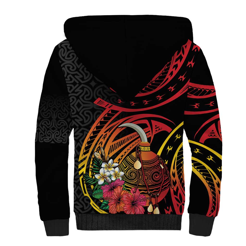Personalized Milne Bay Sherpa Hoodie PNG Lime Pot with Oro Tapa LT7 - Polynesian Pride