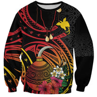 Personalized Milne Bay Sweatshirt PNG Lime Pot with Oro Tapa LT7 Unisex Black - Polynesian Pride