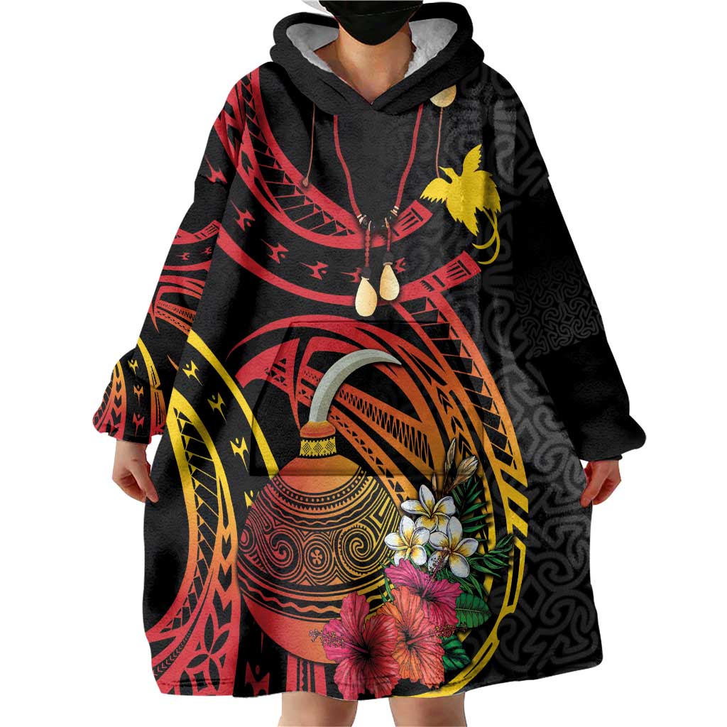 Personalized Milne Bay Wearable Blanket Hoodie PNG Lime Pot with Oro Tapa LT7 - Polynesian Pride