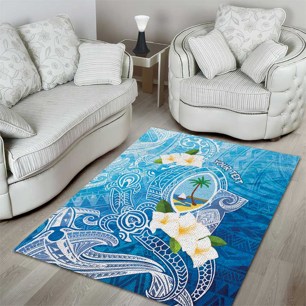 Hafa Adai Guam Chamorro Personalized Area Rug Ocean Blue Latte Stone with Guasali - Polynesian Pride