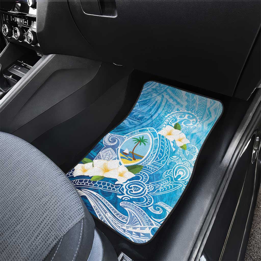 Hafa Adai Guam Chamorro Personalized Car Mats Ocean Blue Latte Stone with Guasali - Polynesian Pride