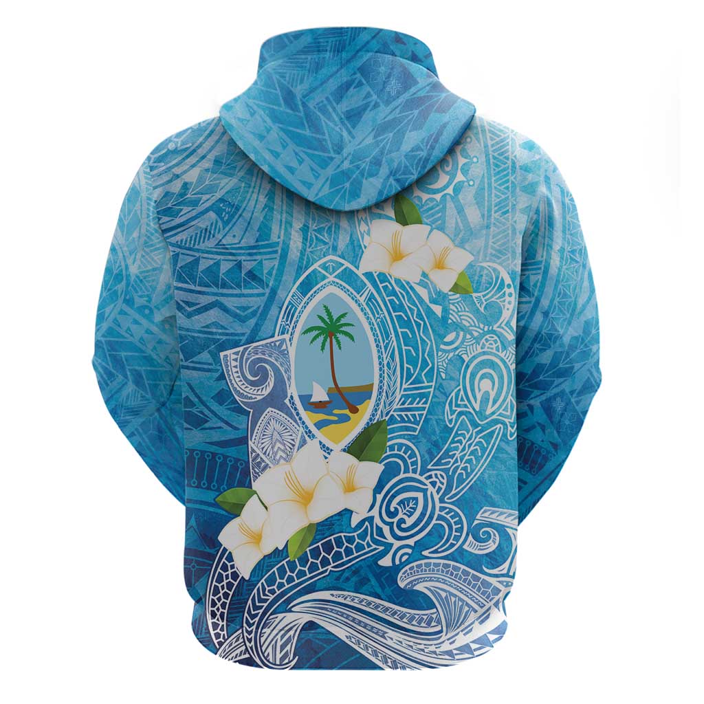 Hafa Adai Guam Chamorro Personalized Hoodie Ocean Blue Latte Stone with Guasali - Polynesian Pride