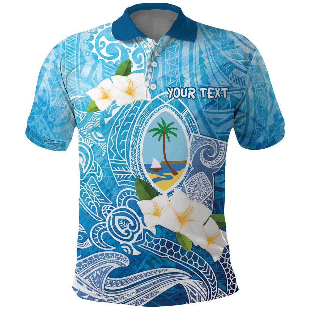 Hafa Adai Guam Chamorro Personalized Polo Shirt Ocean Blue Latte Stone with Guasali - Polynesian Pride