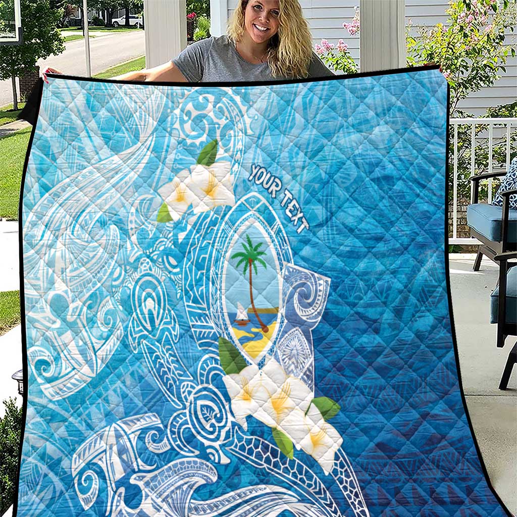Hafa Adai Guam Chamorro Personalized Quilt Ocean Blue Latte Stone with Guasali - Polynesian Pride