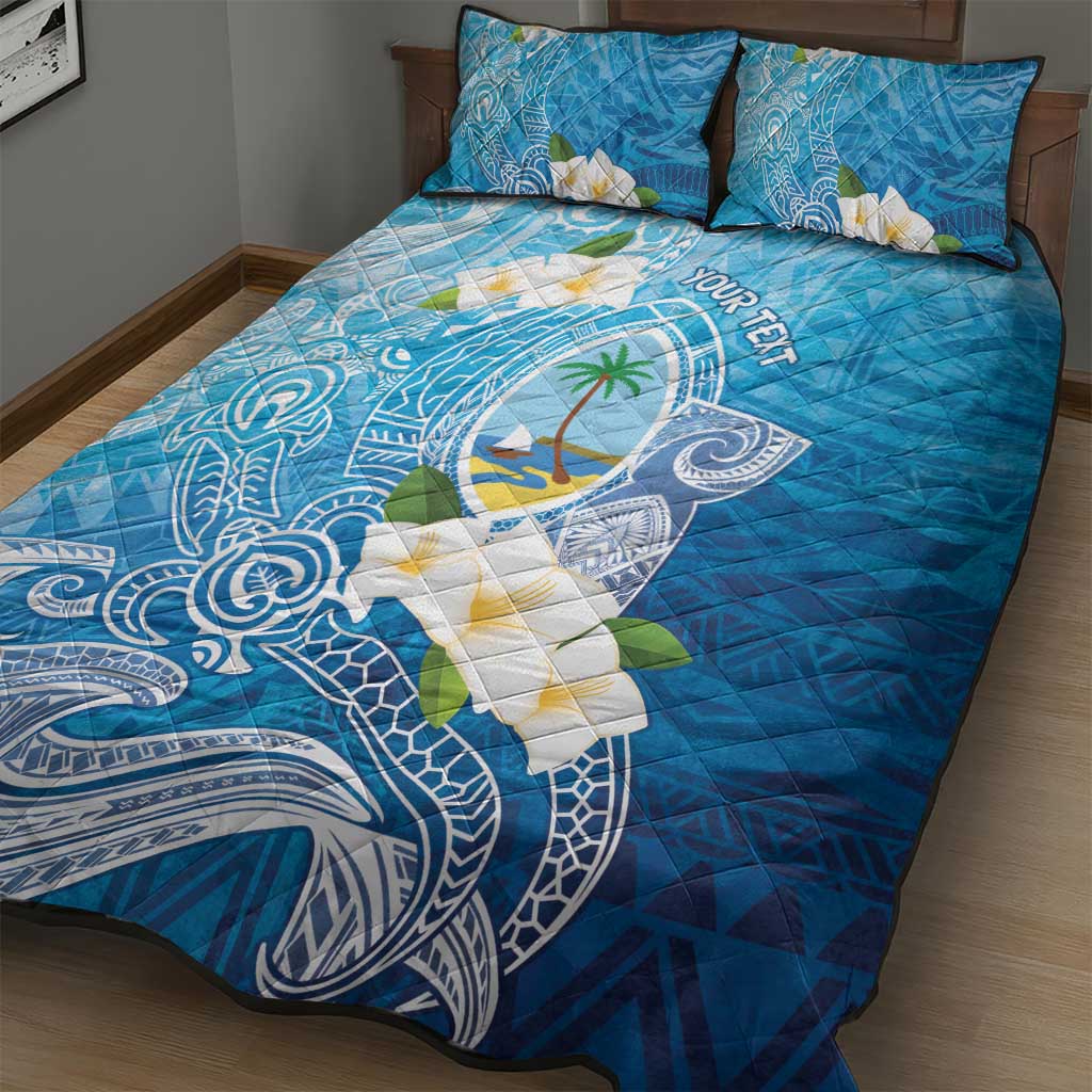Hafa Adai Guam Chamorro Personalized Quilt Bed Set Ocean Blue Latte Stone with Guasali - Polynesian Pride
