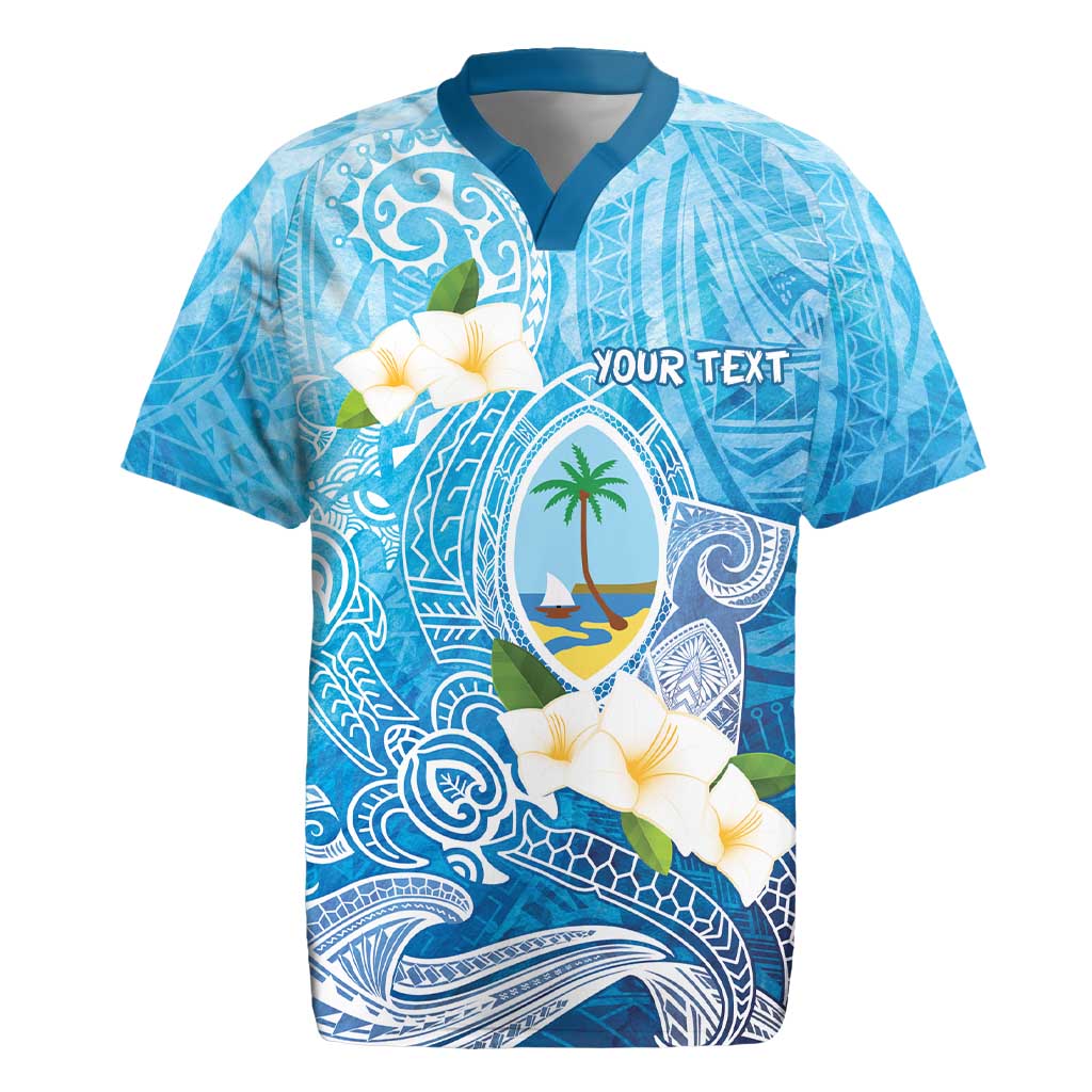 Hafa Adai Guam Chamorro Personalized Rugby Jersey Ocean Blue Latte Stone with Guasali - Polynesian Pride