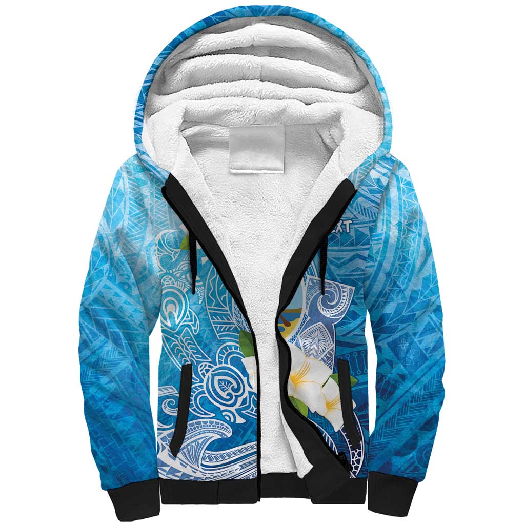 Hafa Adai Guam Chamorro Personalized Sherpa Hoodie Ocean Blue Latte Stone with Guasali LT7 Unisex Ocean Blue - Polynesian Pride