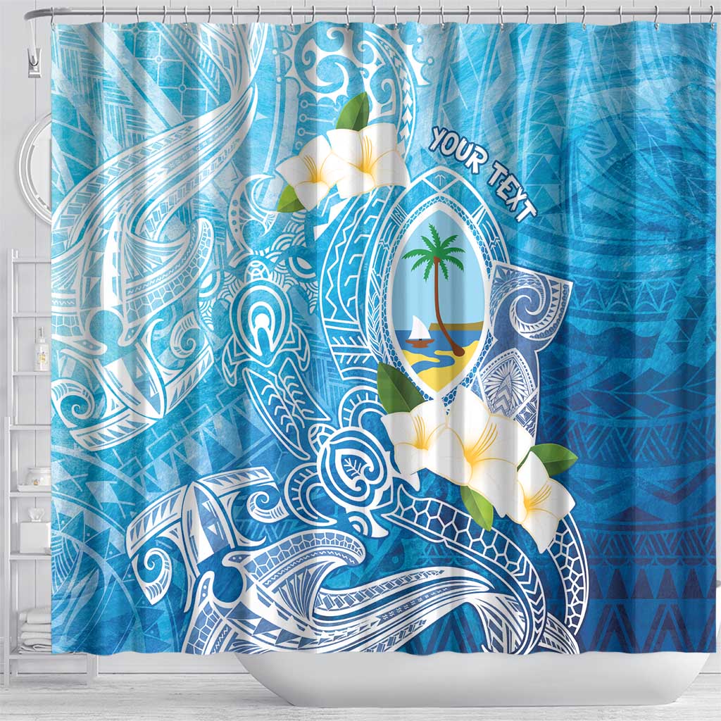 Hafa Adai Guam Chamorro Personalized Shower Curtain Ocean Blue Latte Stone with Guasali - Polynesian Pride