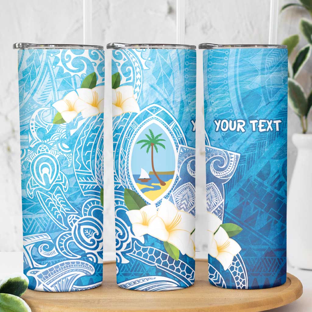 Hafa Adai Guam Chamorro Personalized Skinny Tumbler Ocean Blue Latte Stone with Guasali - Polynesian Pride