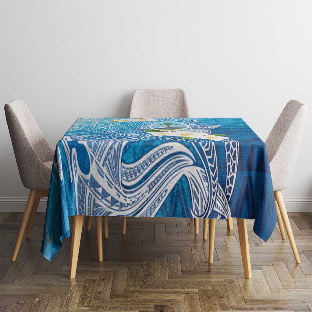 Hafa Adai Guam Chamorro Personalized Tablecloth Ocean Blue Latte Stone with Guasali - Polynesian Pride